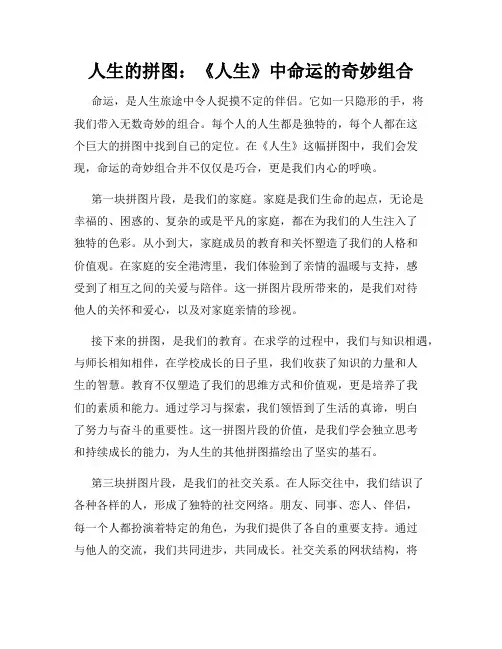 人生的拼图：《人生》中命运的奇妙组合