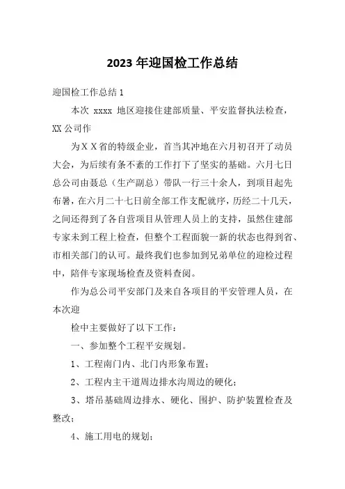2023年迎国检工作总结