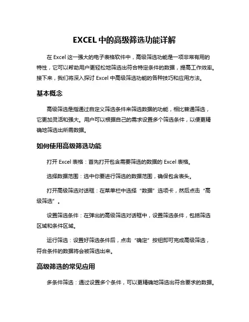 EXCEL中的高级筛选功能详解
