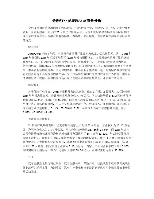 金融行业发展现状及前景分析
