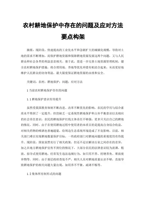 农村耕地保护中存在的问题及应对方法要点构架
