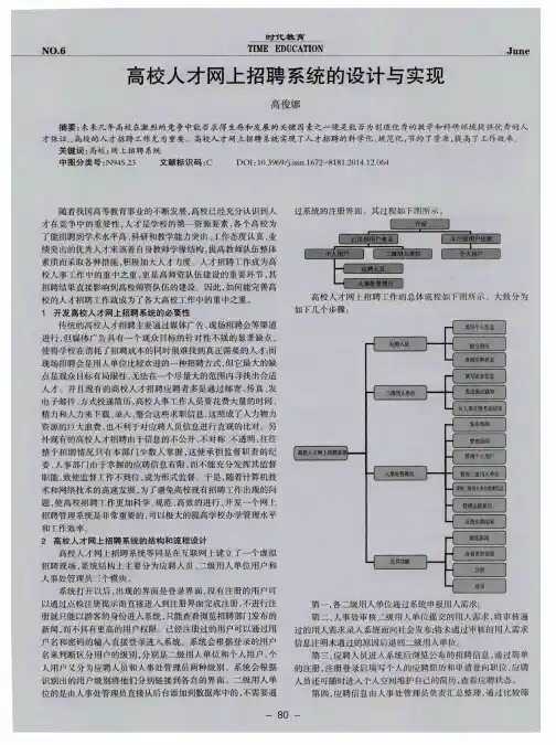 高校人才网上招聘系统的设计与实现