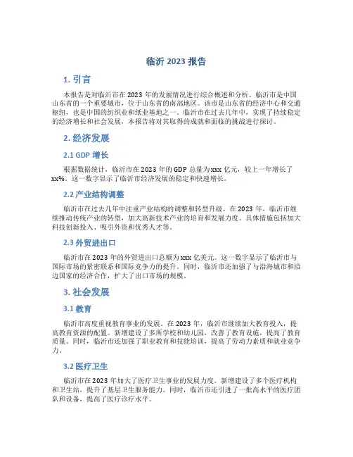 临沂2023报告