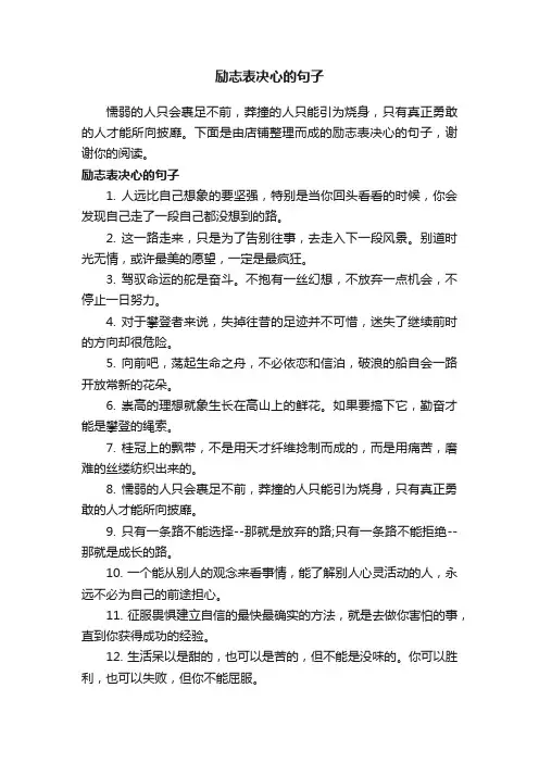 励志表决心的句子