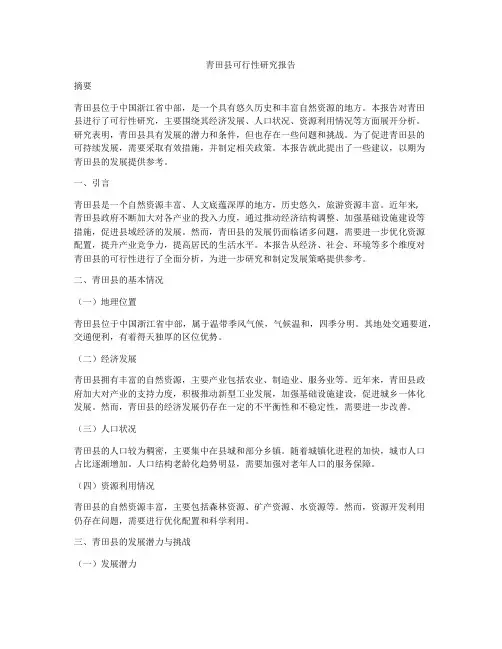 青田县可行性研究报告