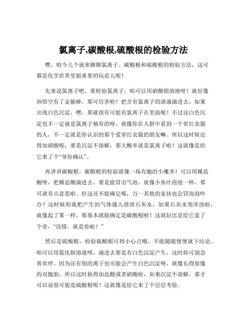 氯离子,碳酸根,硫酸根的检验方法