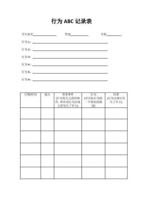 行为ABC记录表