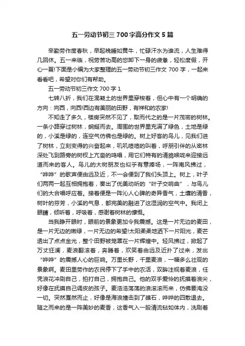 五一劳动节初三700字高分作文5篇