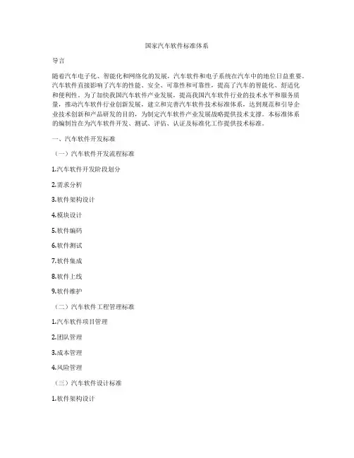 国家汽车软件标准体系