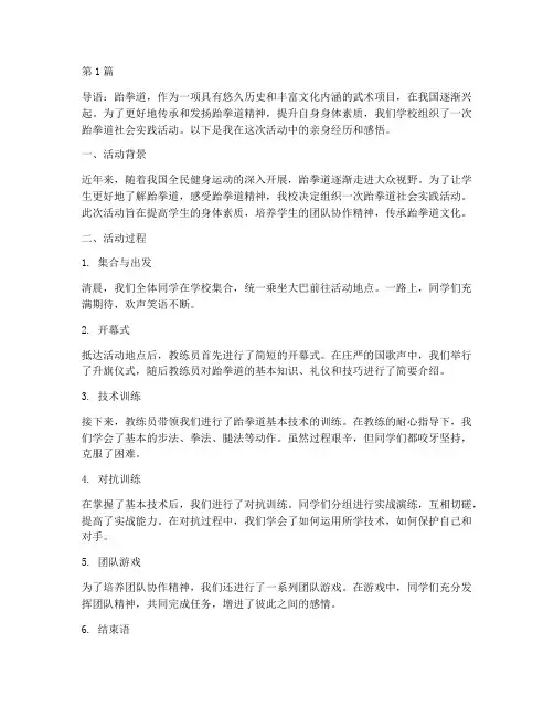 跆拳道社会实践活动(3篇)