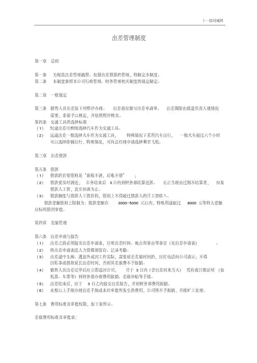 滑铁卢十一郎区块链同城网营销部人员出差管理制度
