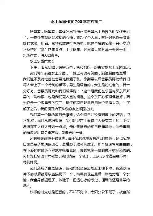 水上乐园作文700字左右初二