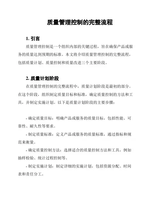 质量管理控制的完整流程