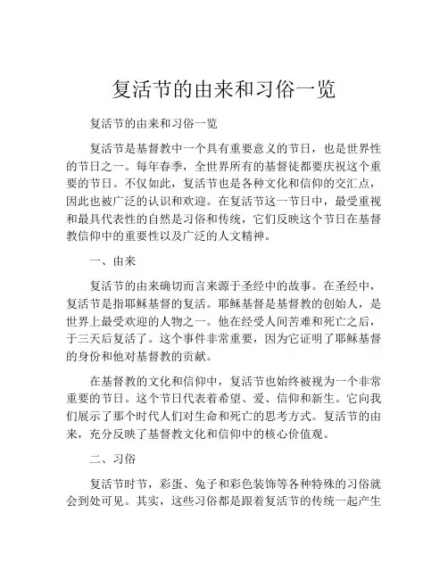 复活节的由来和习俗一览