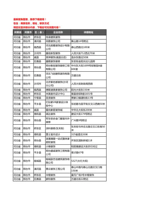 新版河北省邢台市装修公司企业公司商家户名录单联系方式地址大全786家