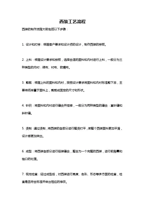 西装工艺流程