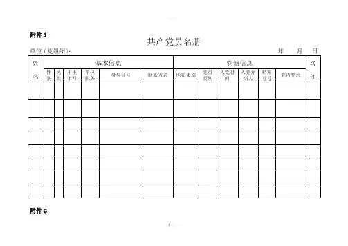 党员组织关系排查表 (空表)
