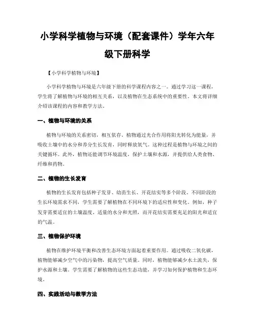 小学科学植物与环境(配套课件)学年六年级下册科学