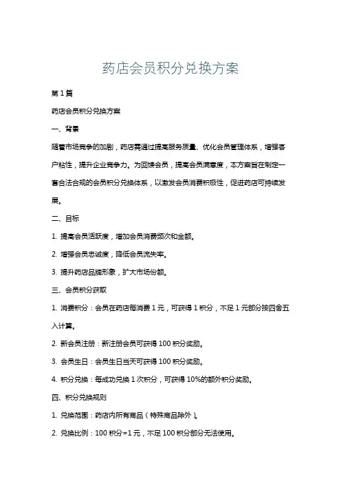 药店会员积分兑换方案