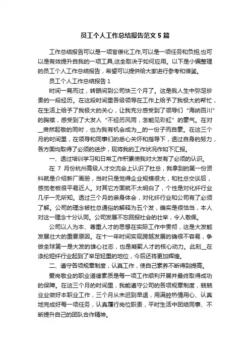 员工个人工作总结报告范文5篇