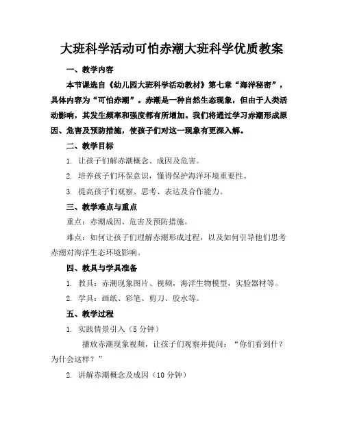 大班科学活动可怕的赤潮大班科学优质教案