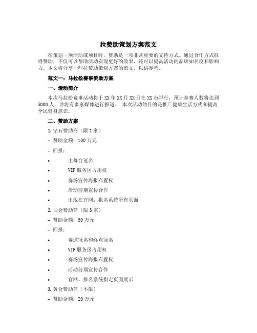 拉赞助策划方案范文