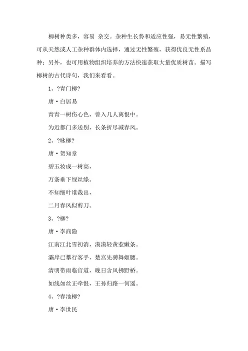 描写柳树的古代诗句精选
