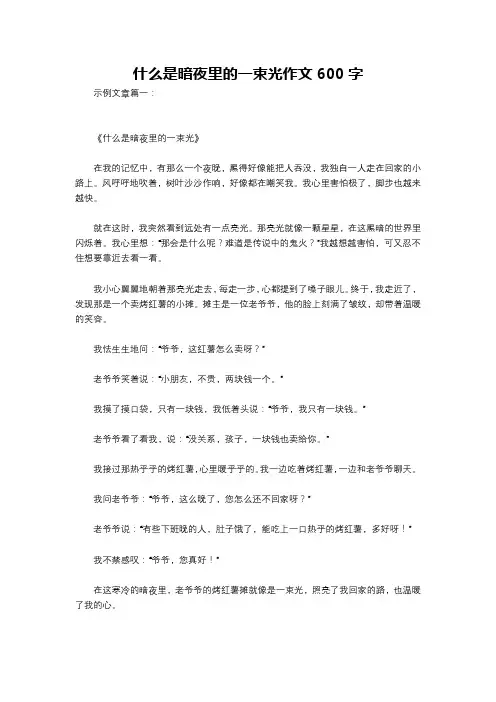 什么是暗夜里的一束光作文600字