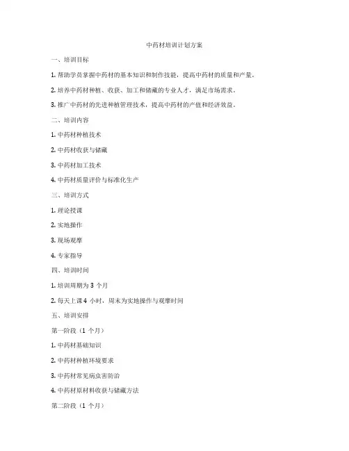 中药材培训计划方案
