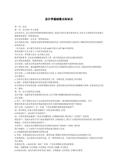 期末会计学基础重点