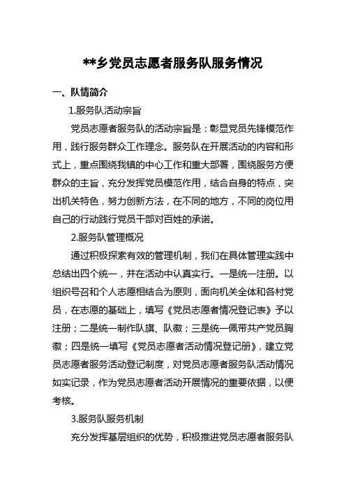 党员志愿者服务队服务情况