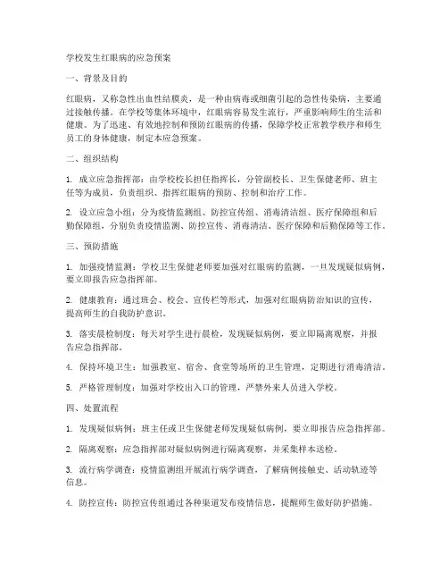 学校发生红眼病的应急预案