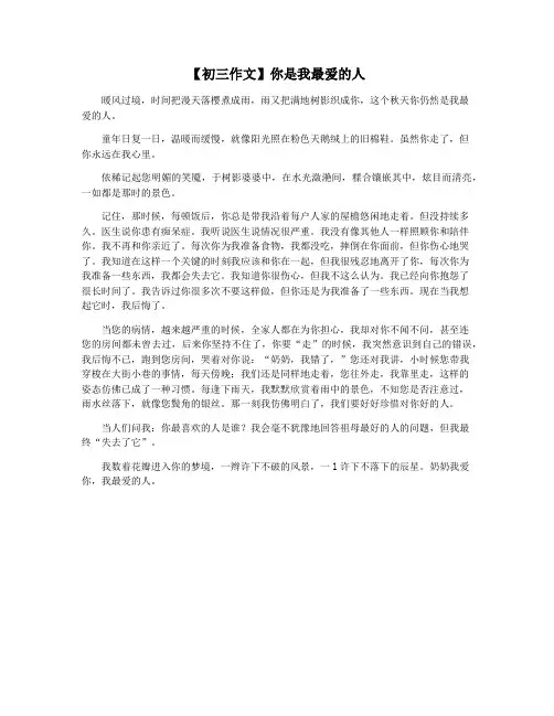 【初三作文】你是我最爱的人