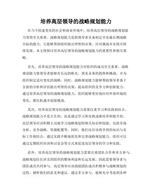 培养高层领导的战略规划能力