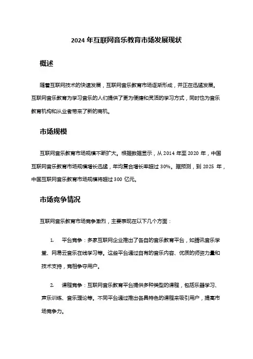 2024年互联网音乐教育市场发展现状