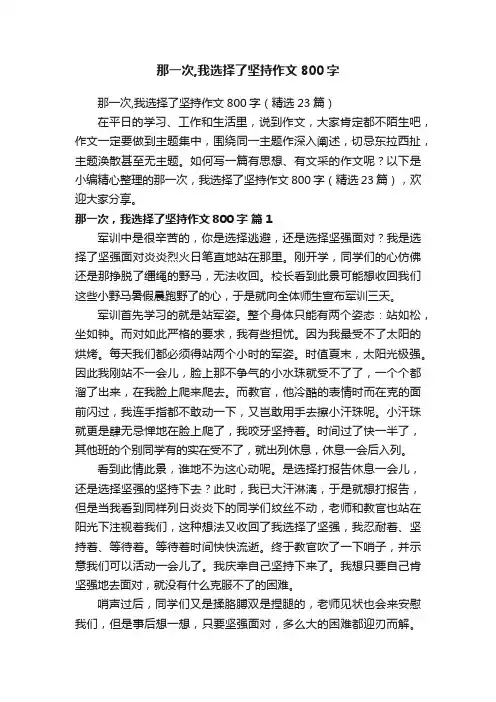 那一次,我选择了坚持作文800字