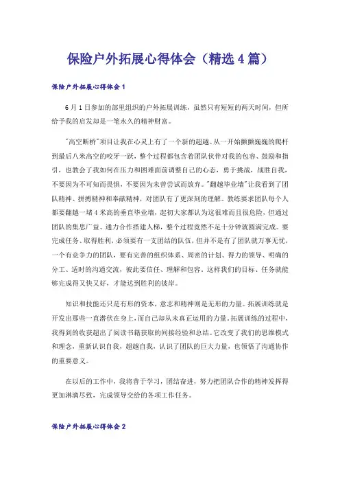 保险户外拓展心得体会(精选4篇)