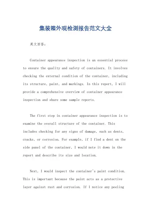 集装箱外观检测报告范文大全