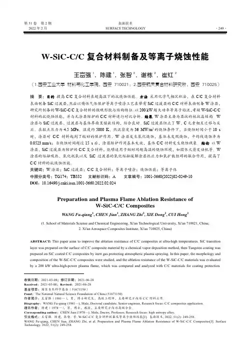 W-SiC-CC 复合材料制备及等离子烧蚀性能
