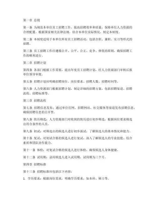 单位员工招聘管理制度