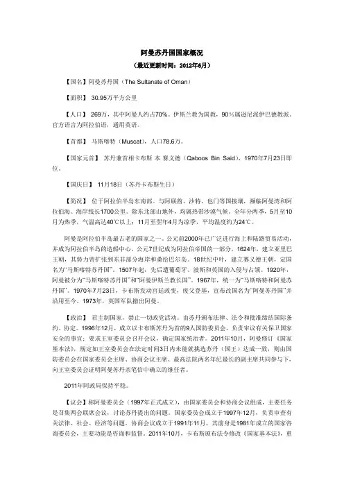 阿曼苏丹国国家概况