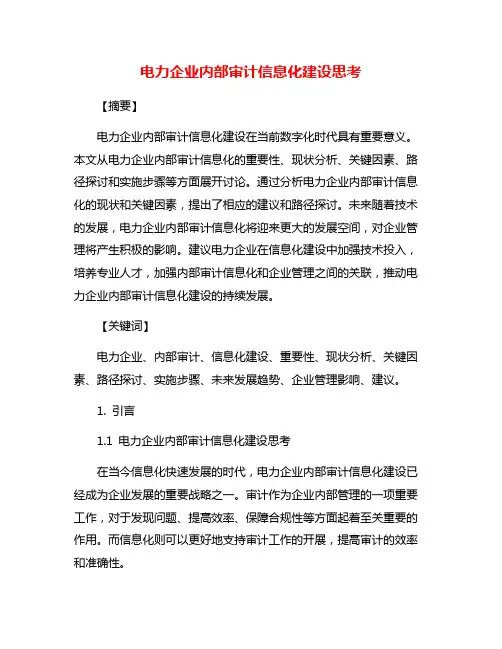 电力企业内部审计信息化建设思考