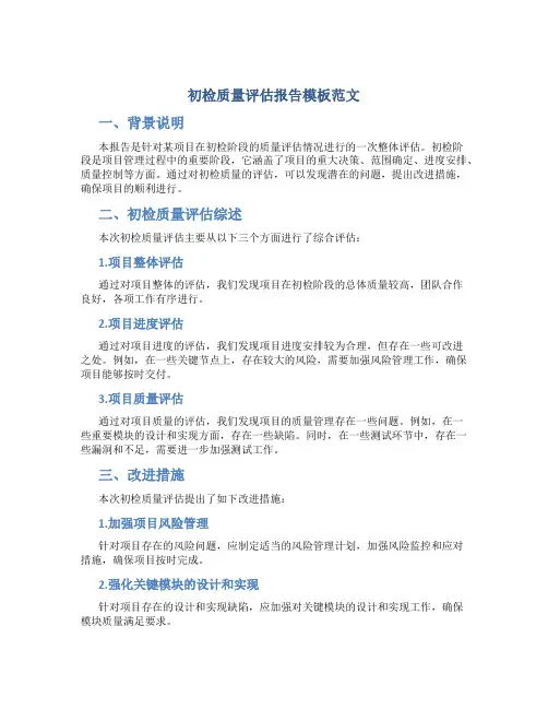 初检质量评估报告模板范文