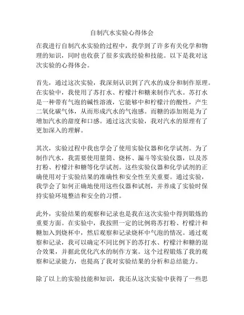 自制汽水实验心得体会