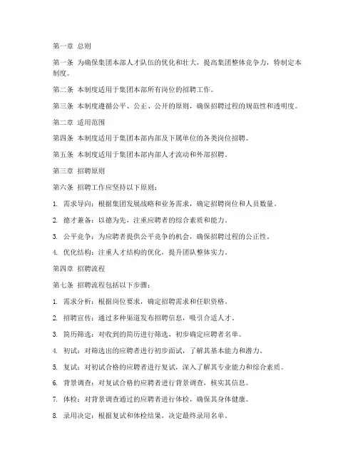 集团本部招聘管理制度模板