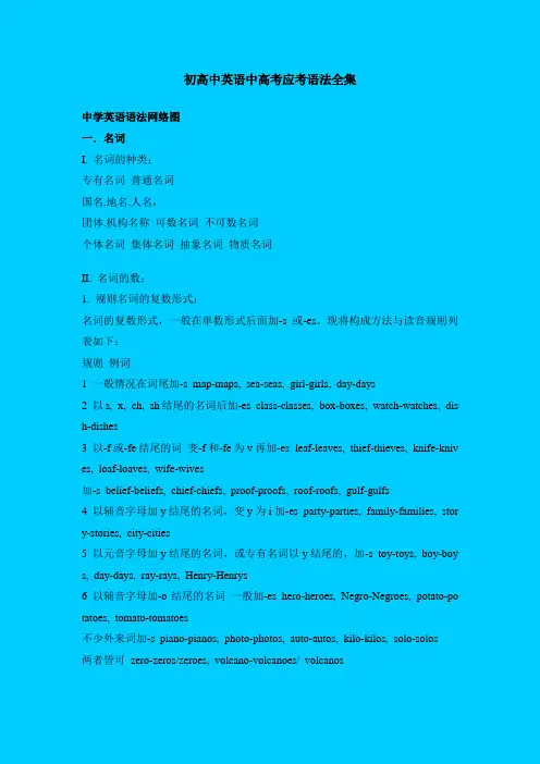 初高中英语应考之基本语法汇总