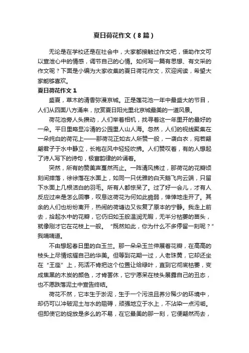 夏日荷花作文（8篇）
