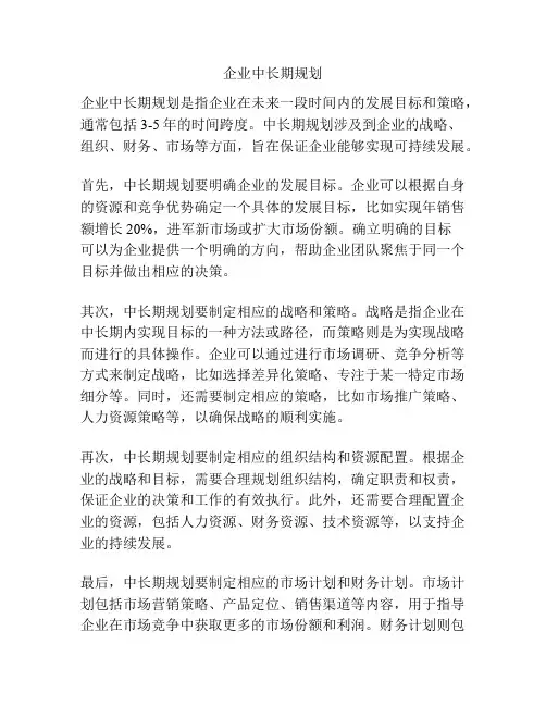 企业中长期规划