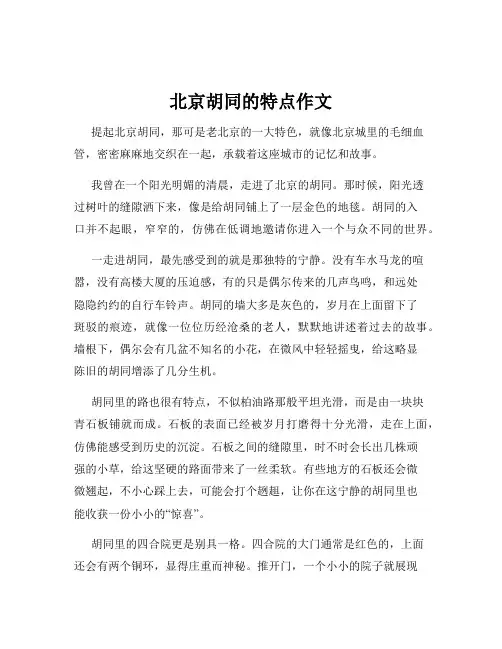 北京胡同的特点作文