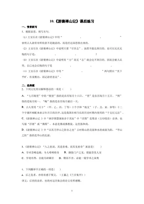 10.《游褒禅山记》课后练习-学生版